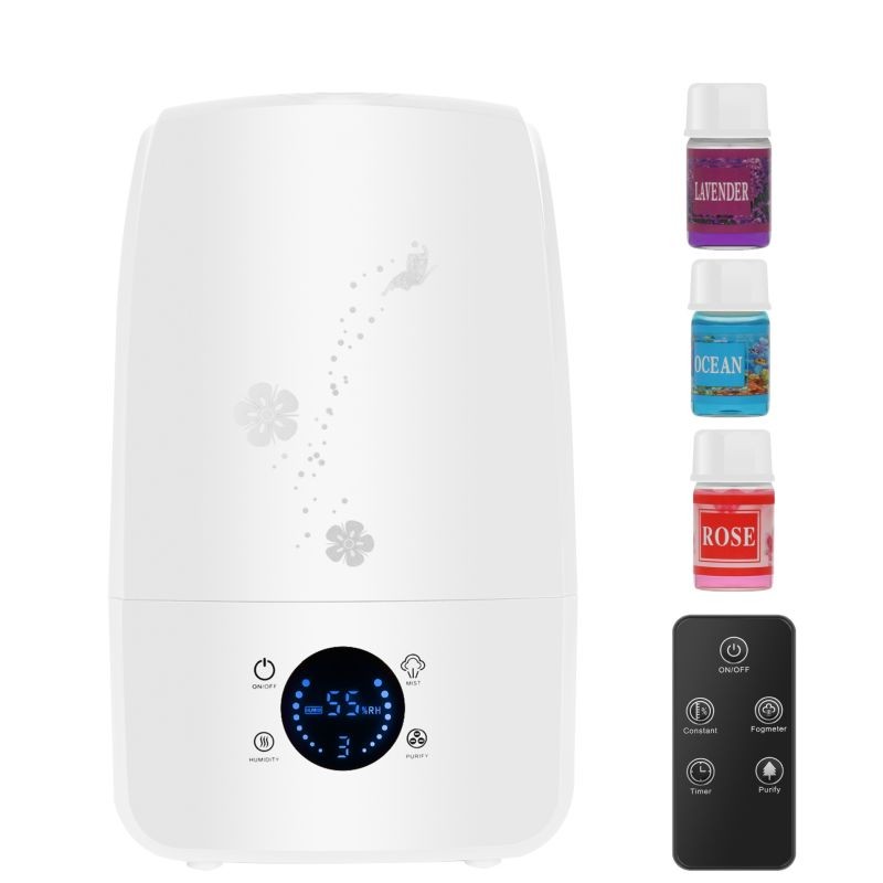 Umidificator ultrasunete cu ionizator, aromaterapie, panou tactil, telecomanda, 3 uleiuri esentiale incluse - imagine 16